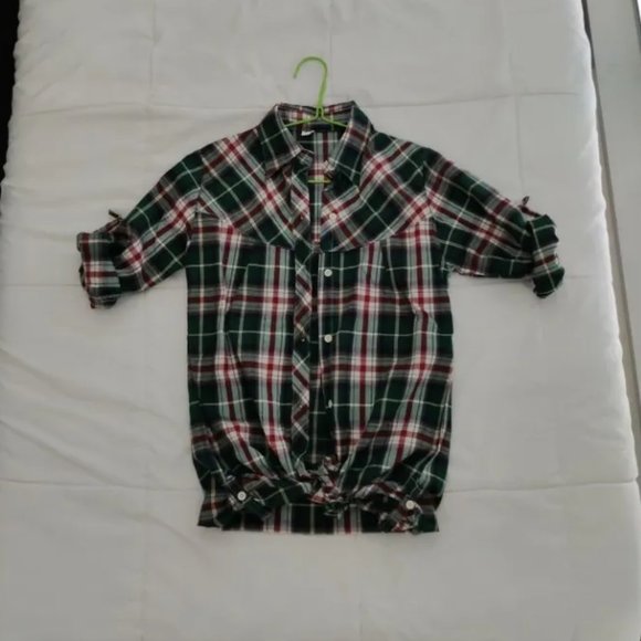 Green Plaid Long Shirt - Picture 2 of 4